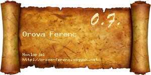 Orova Ferenc névjegykártya